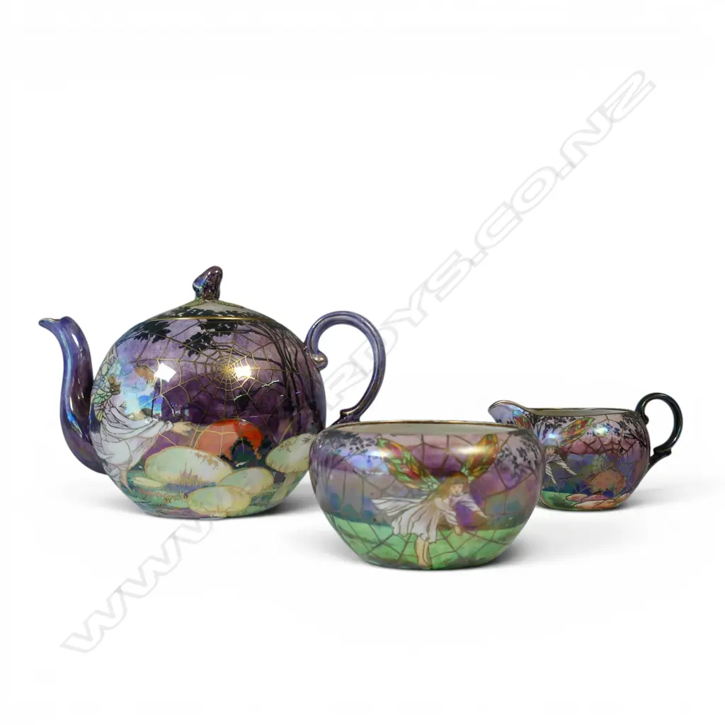 A Grimwades Byzanta Ware fairy lustre part teaset, Image 1++