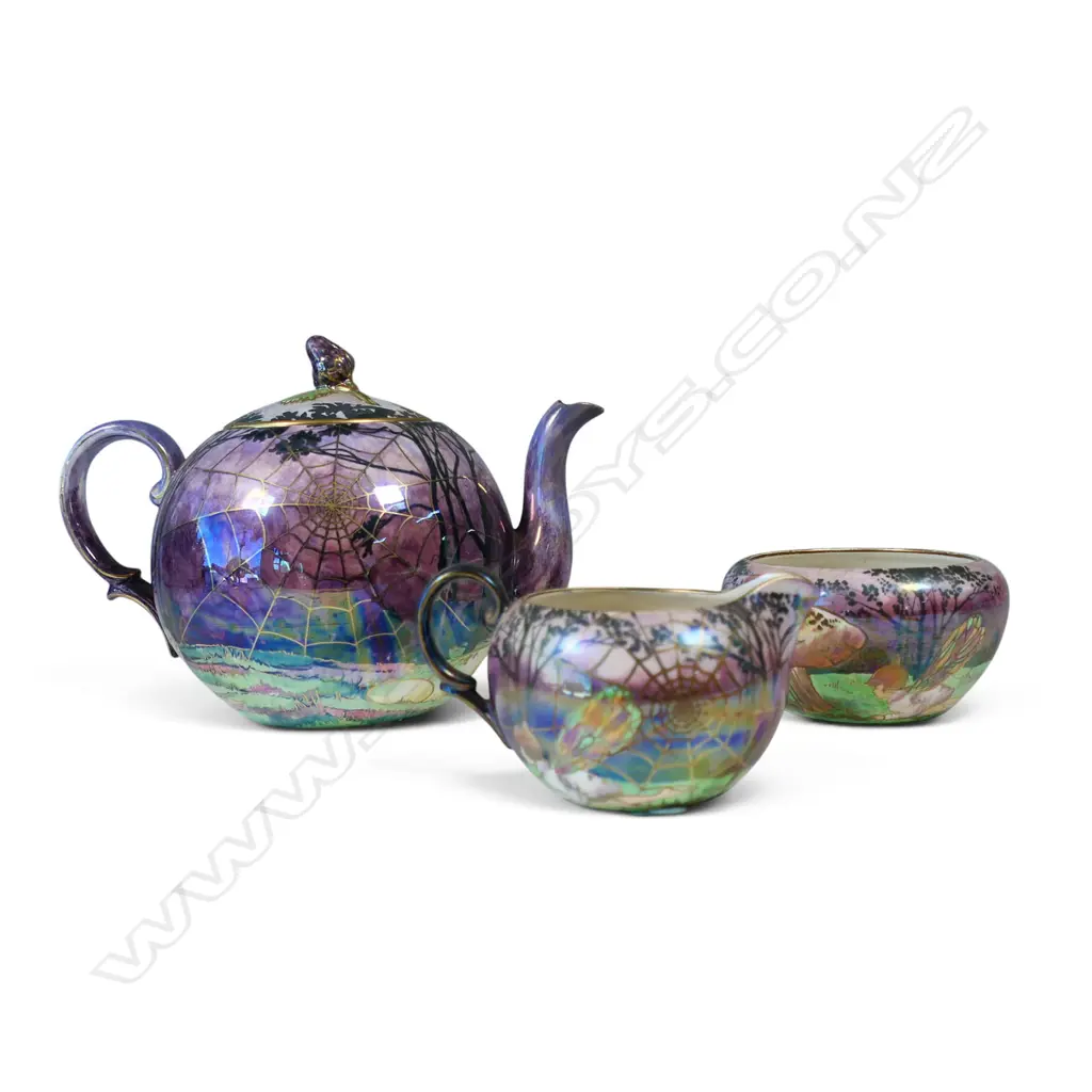 A Grimwades Byzanta Ware fairy lustre part teaset, Image 1++