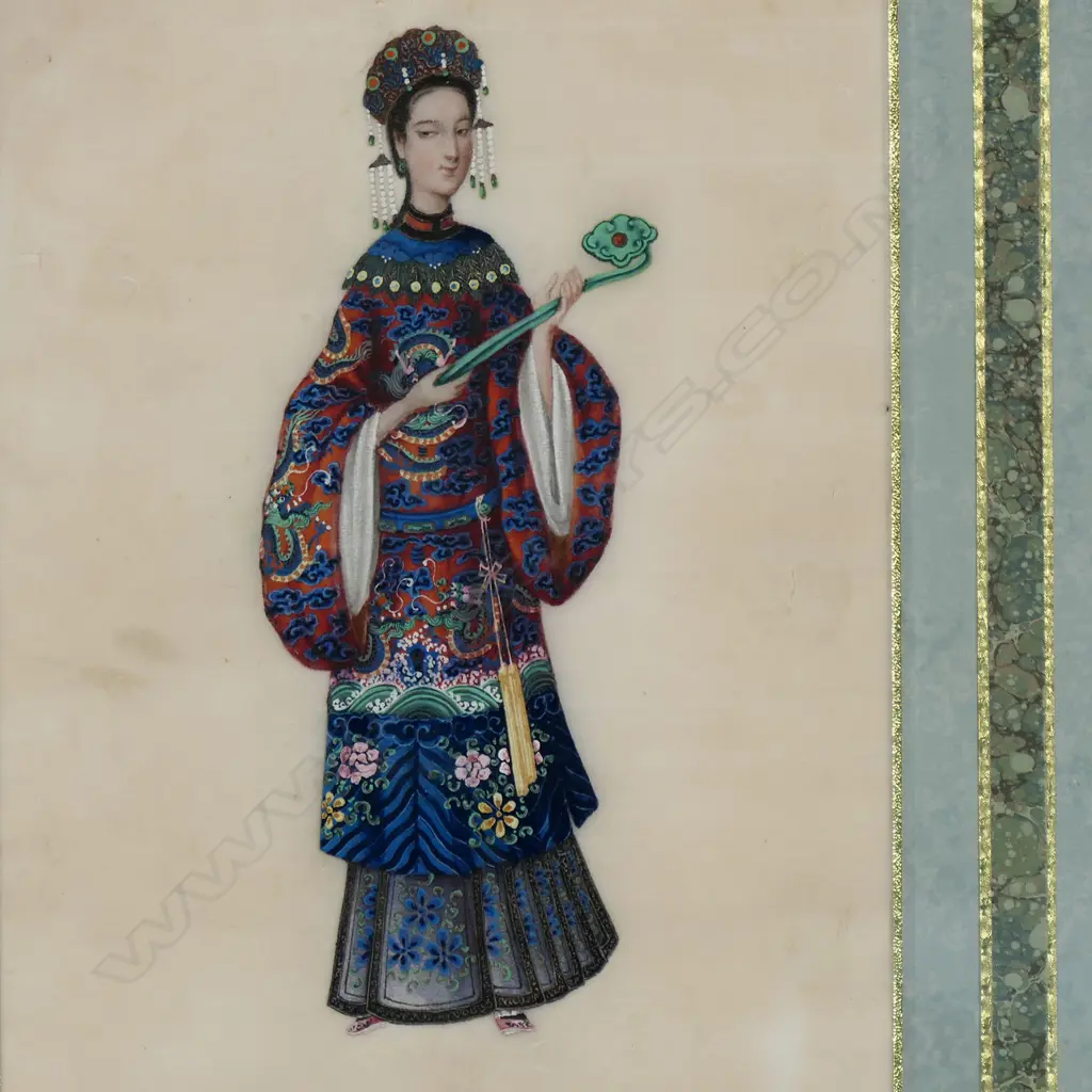 A pair of hand painted Chinese paintings on pith paper, Image 1++