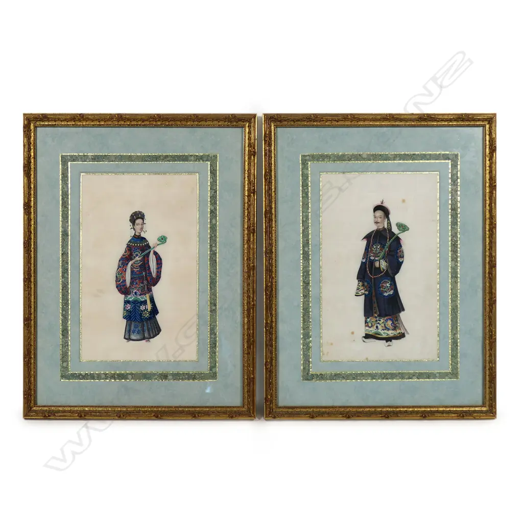 A pair of hand painted Chinese paintings on pith paper, Image 1++