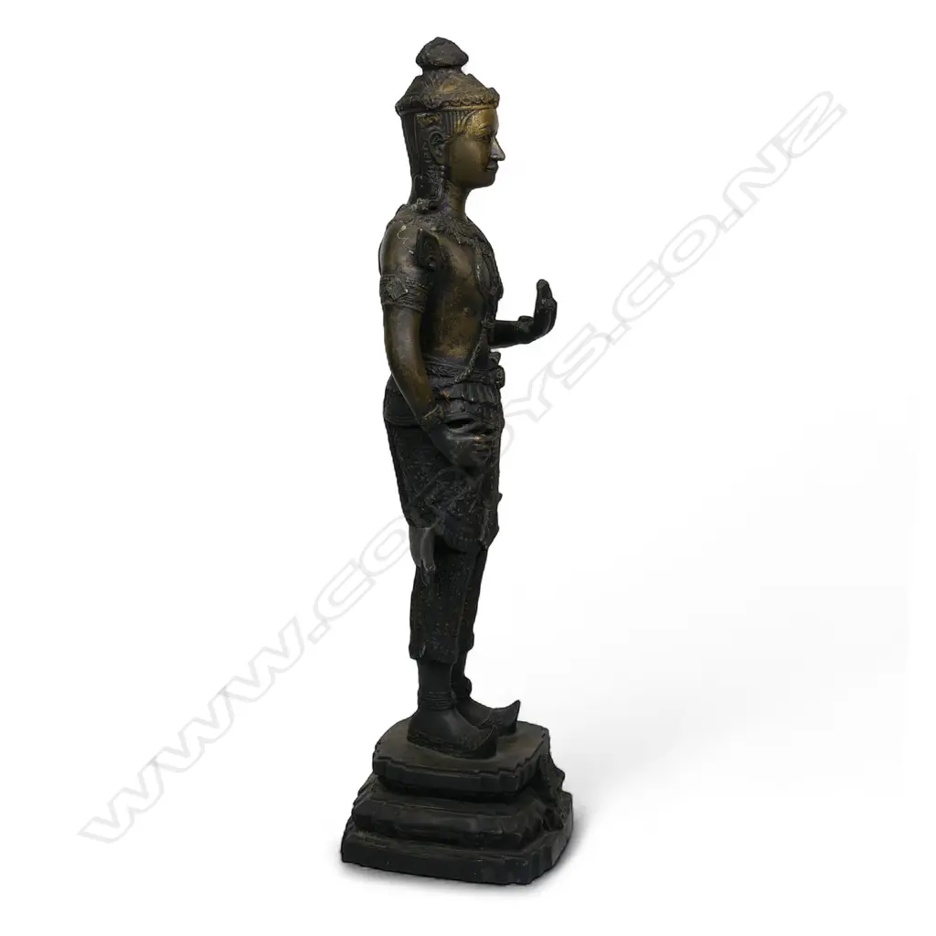 An antique Thai gilt bronze standing guardian spirit, Image 1++