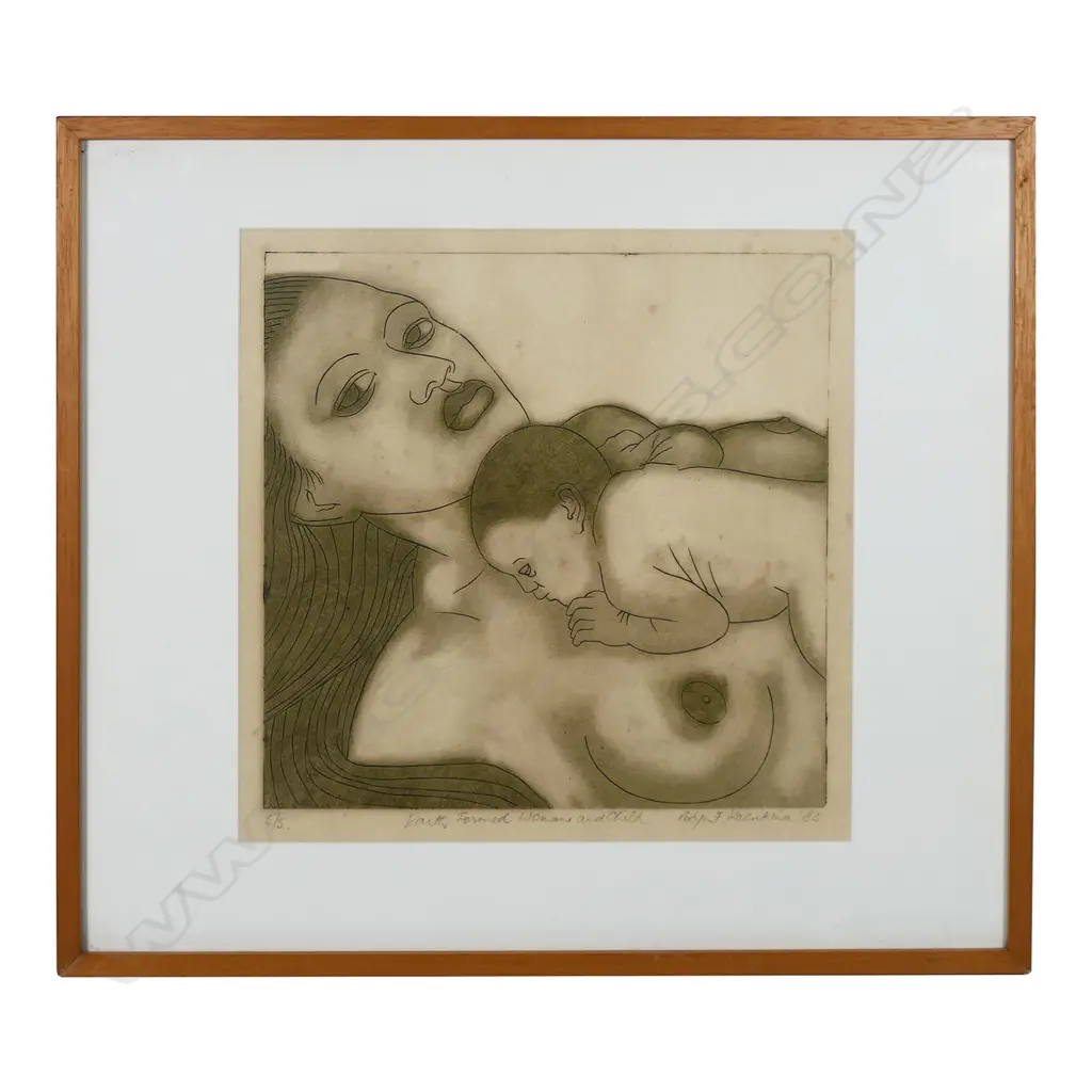 Robyn Kahukiwa (NZ 1938-2025) 'Earth Formed Mother and Child', 1983 Image 1++