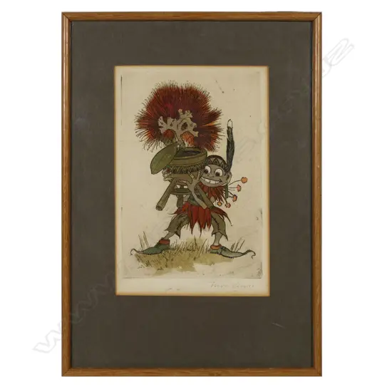 Trevor Lloyd (NZ 1863-1937) Untitled (Māori figure carrying a potted pohutukawa)