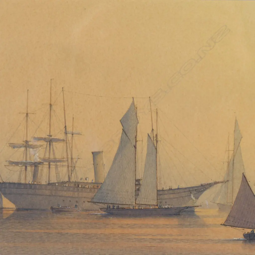 Martin Swan (UK 1951-) 'America's Cup 1870 - the fleet slip their moorings', Image 1++