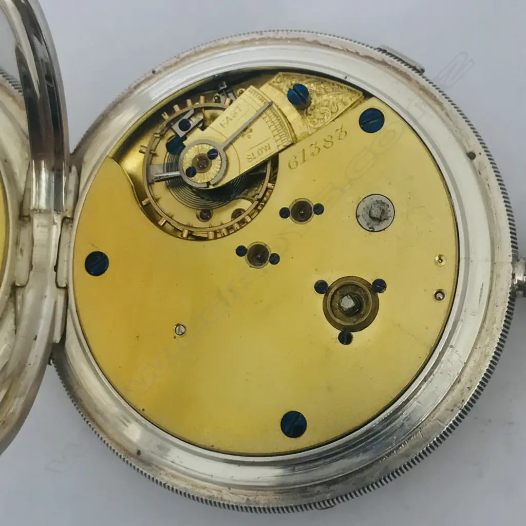 A large silver cased chronograph pocket watch, Image 1++