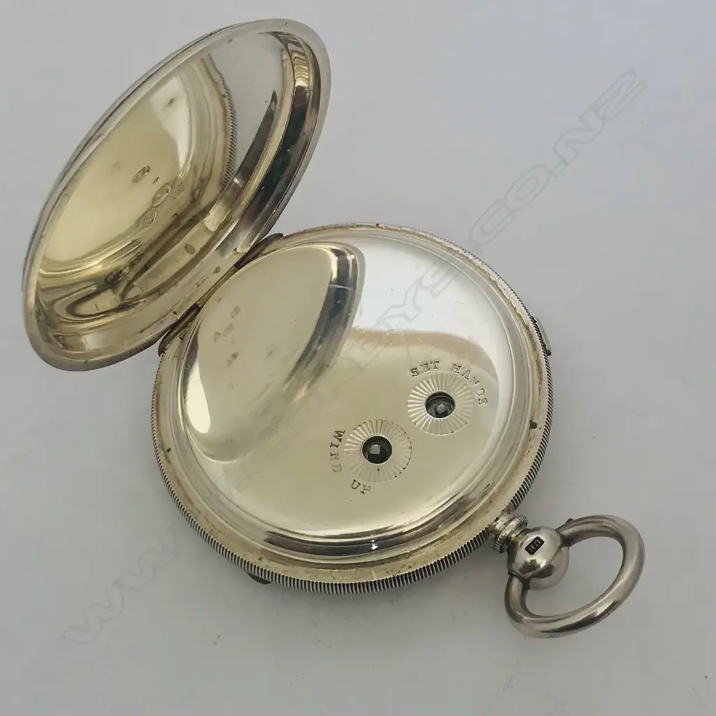 A large silver cased chronograph pocket watch, Image 1++