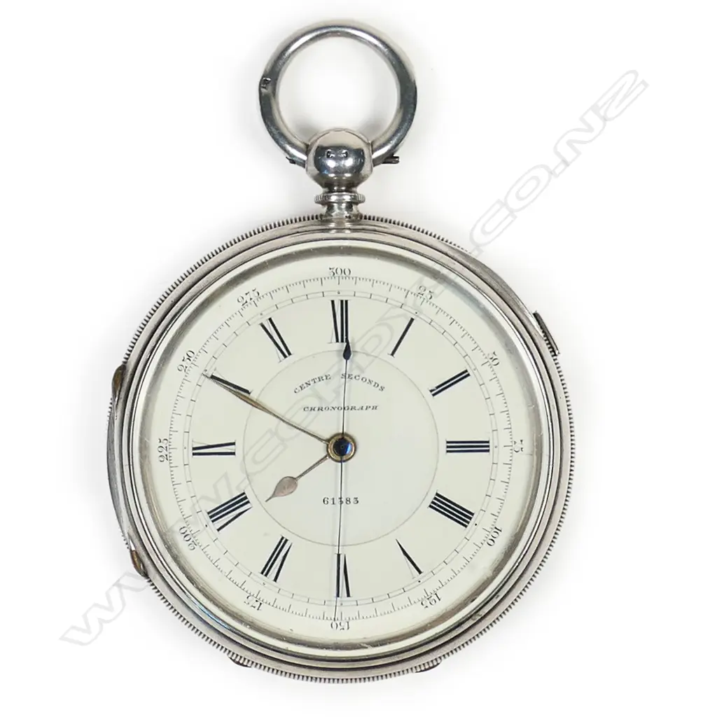 A large silver cased chronograph pocket watch, Image 1++