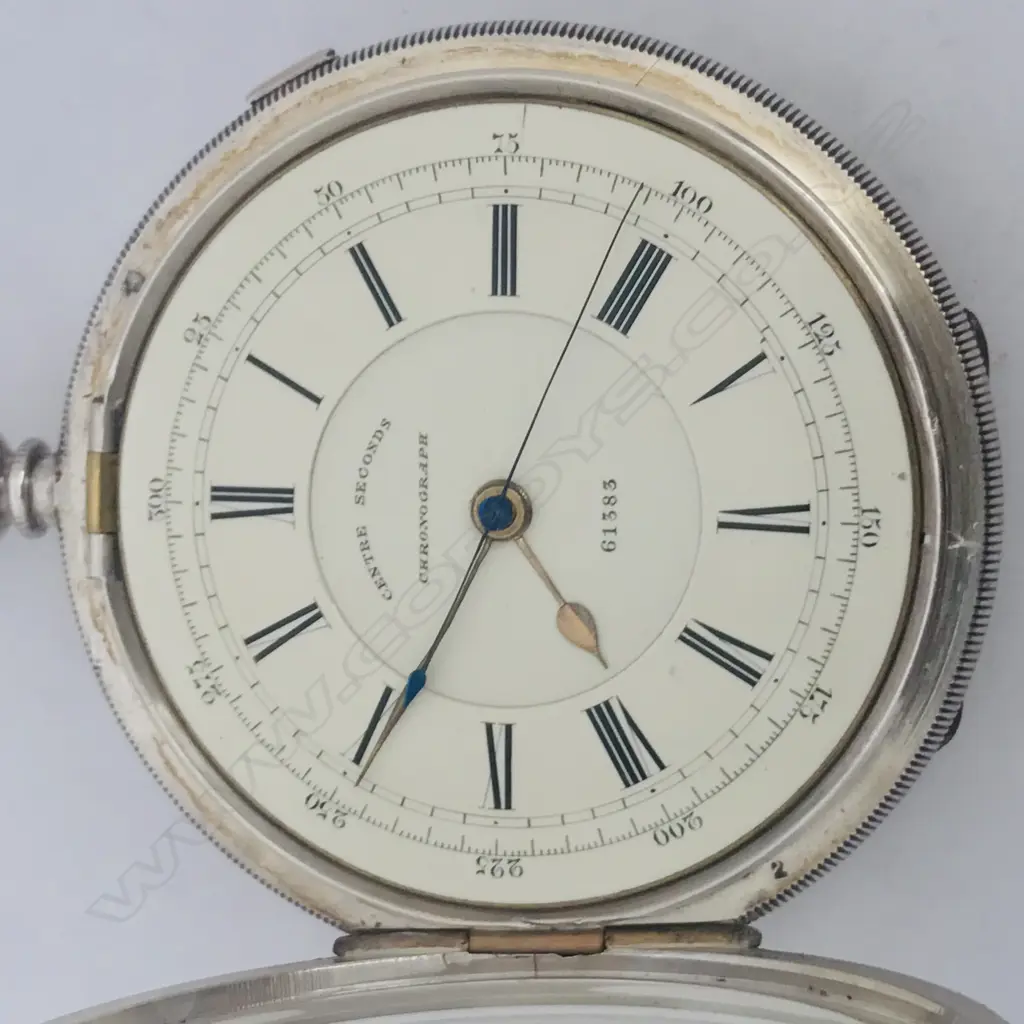 A large silver cased chronograph pocket watch, Image 1++