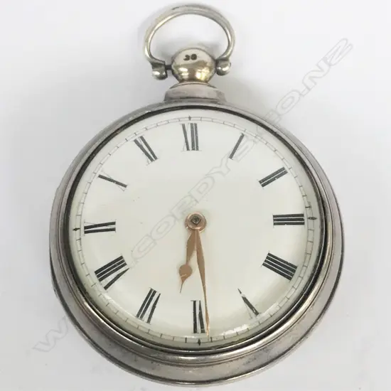 George IV silver pair case pocket watch,