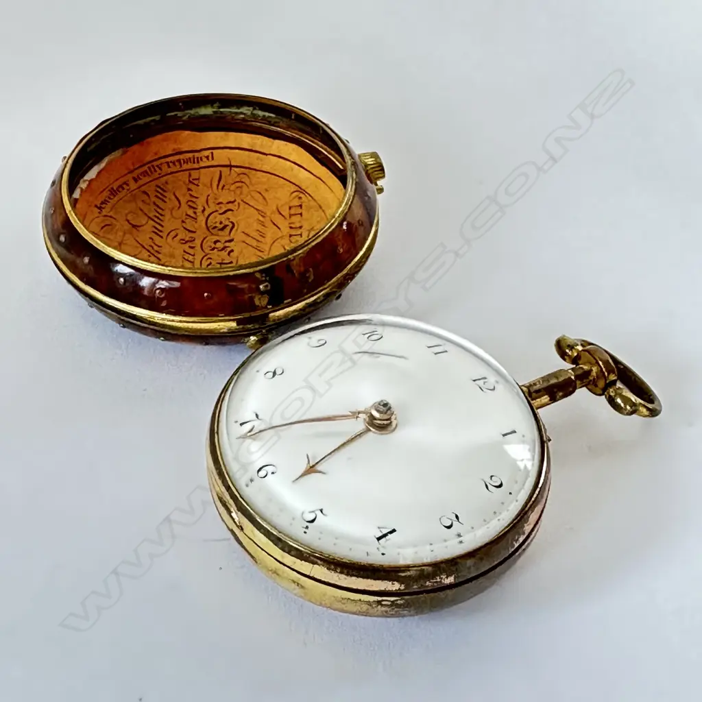 A tortoiseshell pair case verge pocket watch by Chas. Straine - London, Image 1++
