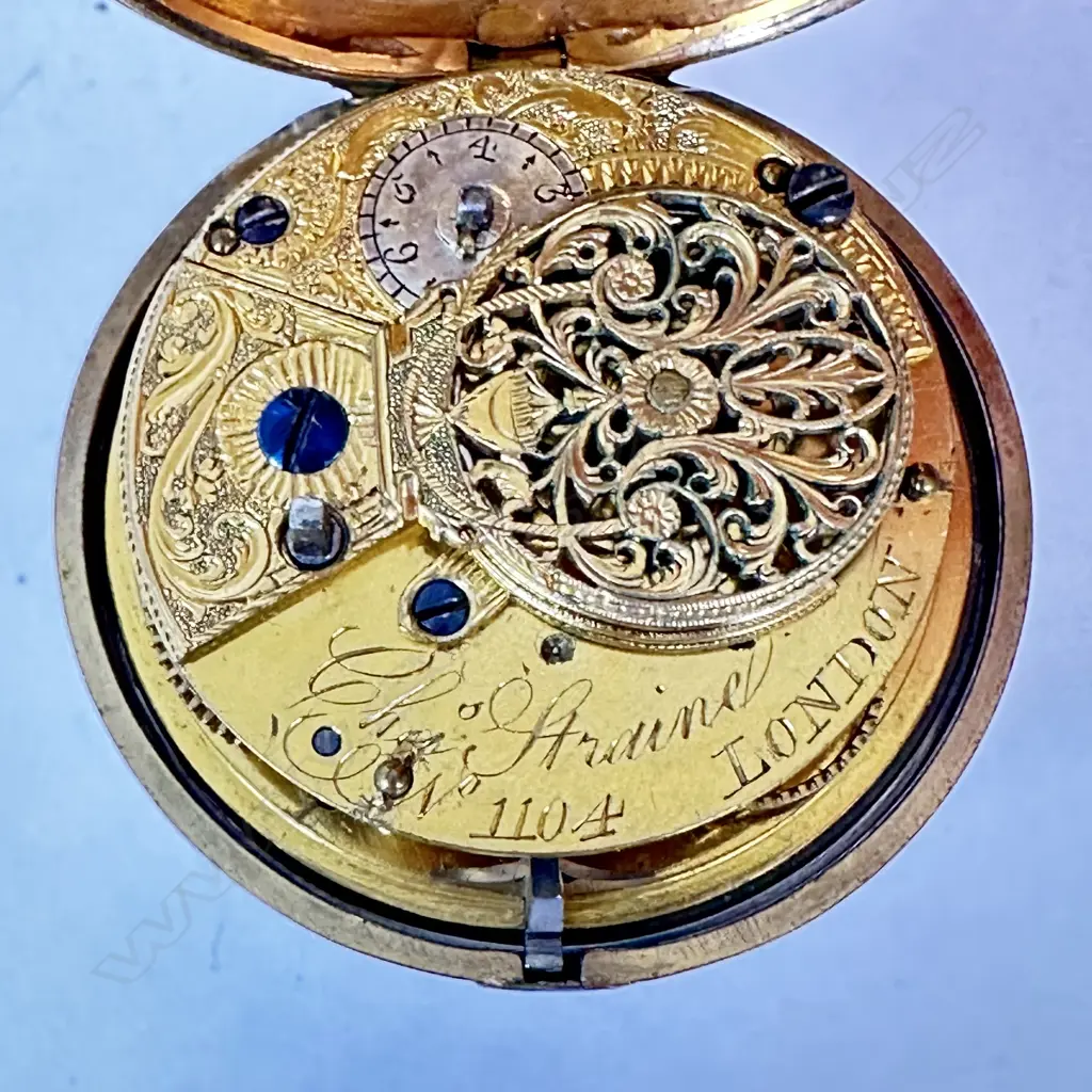 A tortoiseshell pair case verge pocket watch by Chas. Straine - London, Image 1++