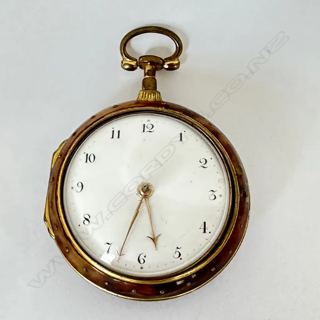 A tortoiseshell pair case verge pocket watch by Chas. Straine - London, Image 1++