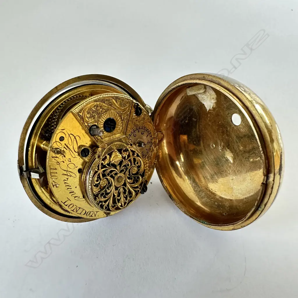 A tortoiseshell pair case verge pocket watch by Chas. Straine - London, Image 1++