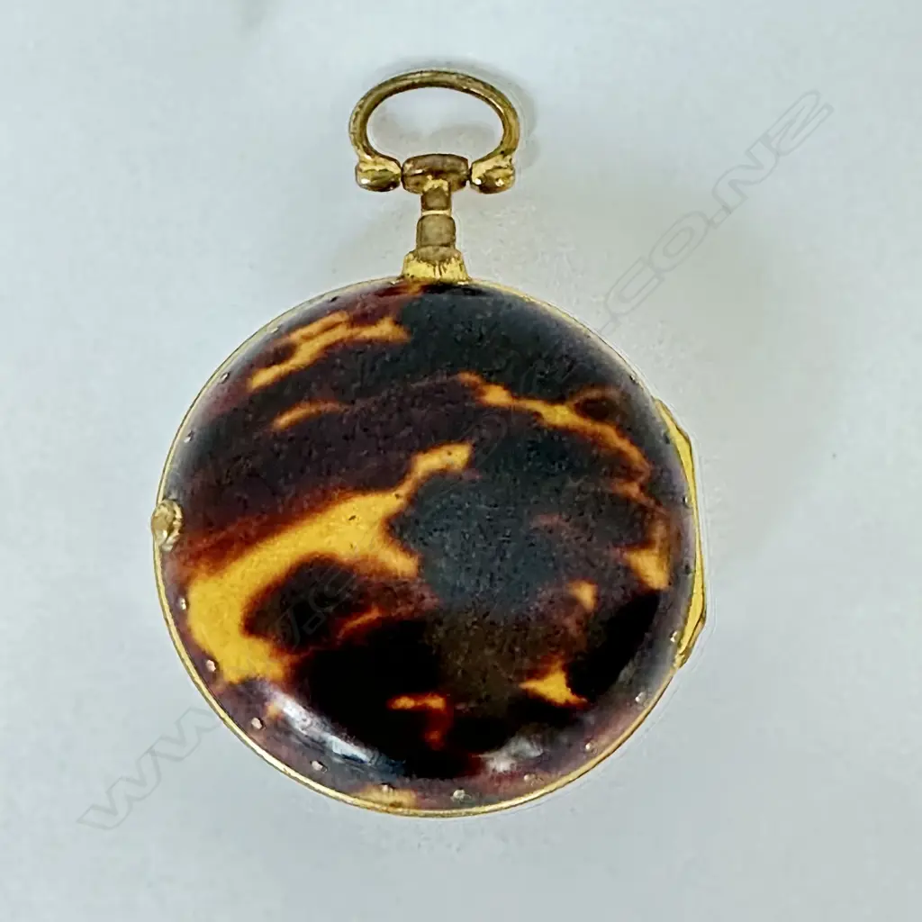 A tortoiseshell pair case verge pocket watch by Chas. Straine - London, Image 1++