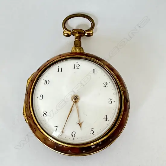 A tortoiseshell pair case verge pocket watch by Chas. Straine - London,