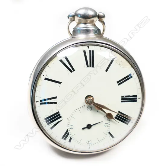A late Georgian silver pair cased pocket watch,