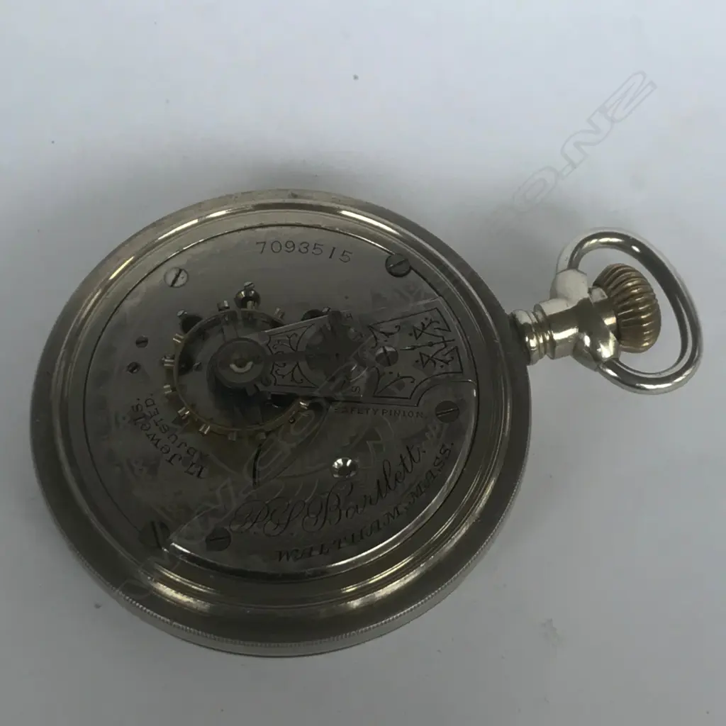 A late 19thC nickel cased pictorial dial pocket watch by the Waltham Watch Co, Mass, USA, Image 1++