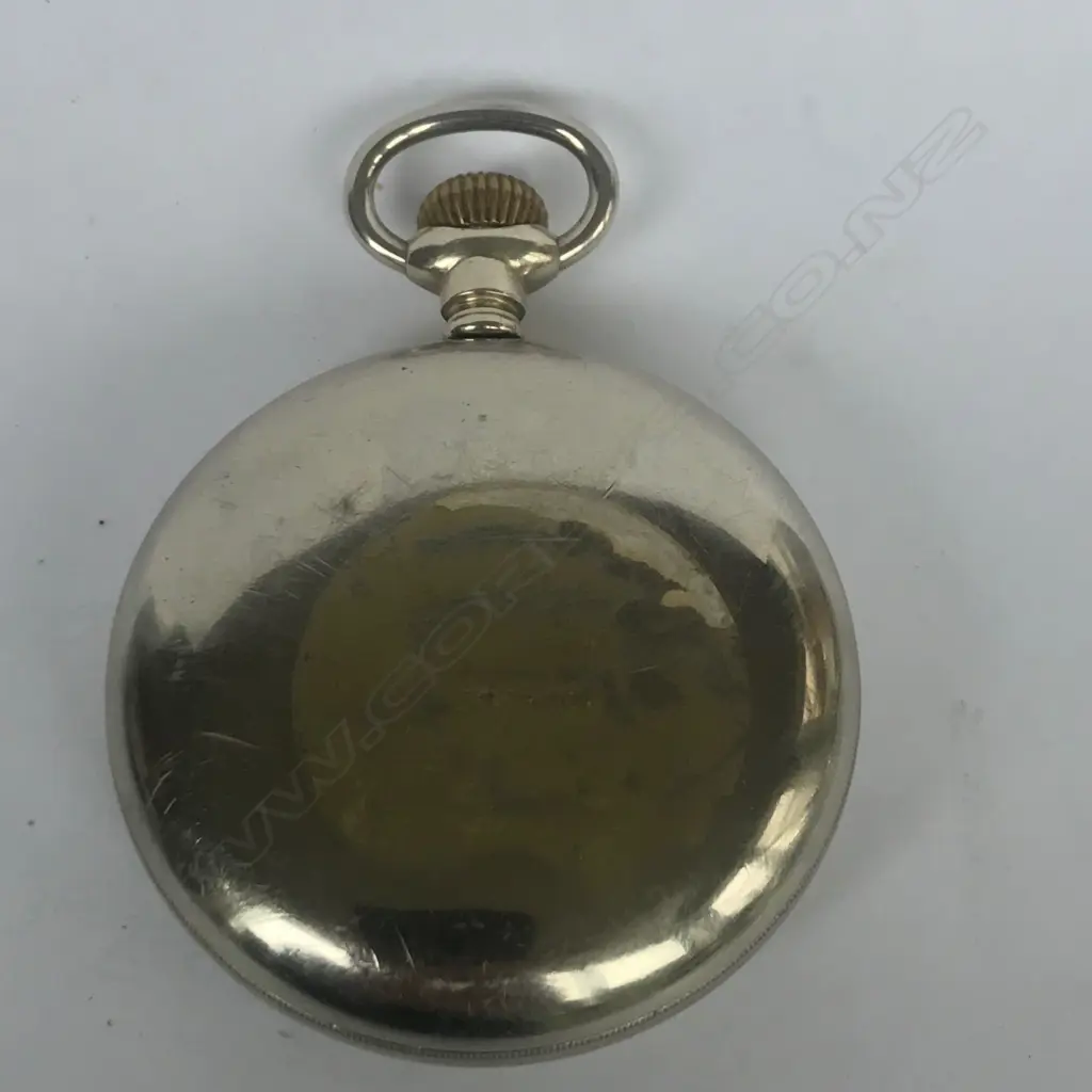 A late 19thC nickel cased pictorial dial pocket watch by the Waltham Watch Co, Mass, USA, Image 1++