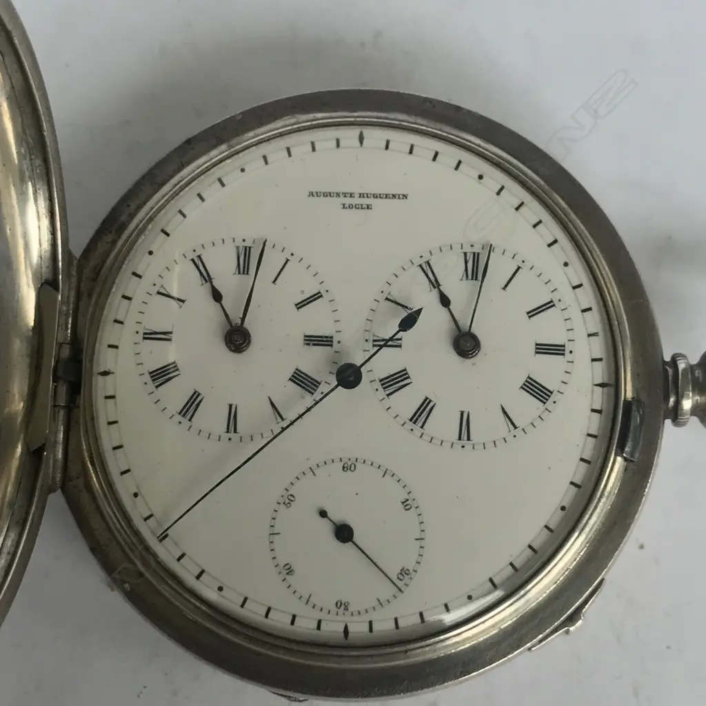 A Swiss hunter pocket watch by Auguste Hugenin - Locle, Image 1++