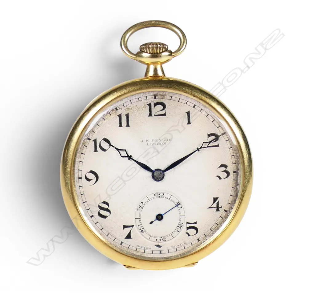 An early 20thC J.W. Benson of London 18ct gold open face gent's pocket watch, Image 1++