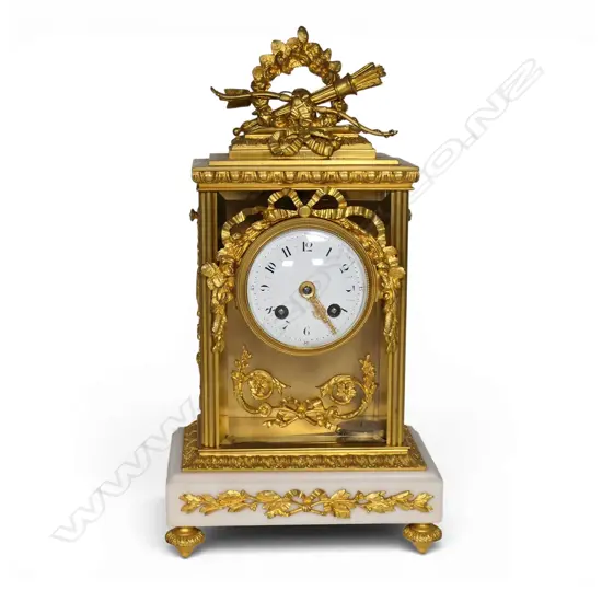 A 19thC French Louis XVI style mantel clock,