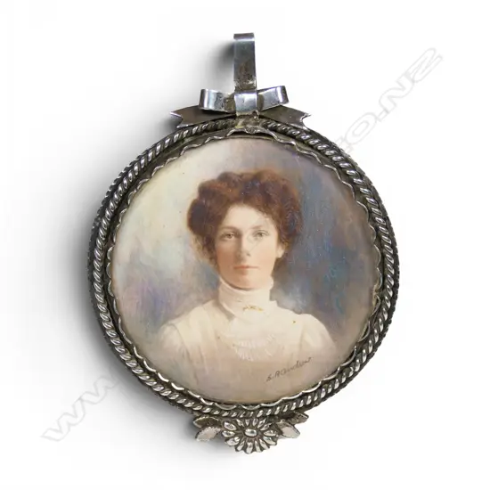 A Reuben Watts (NZ) silver framed portrait miniature by S.P. Andrew,