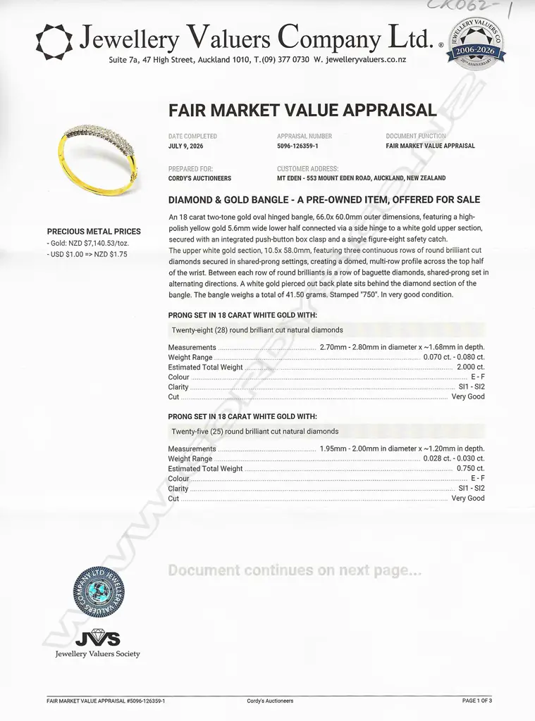 An impressive 18ct-tone gold and multi diamond hinged bangle, Image 1++