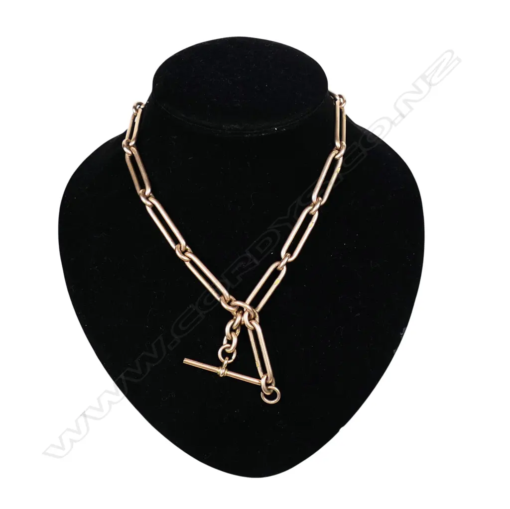 A c.1900 9ct gold heavy rail link Albert chain, Image 1++