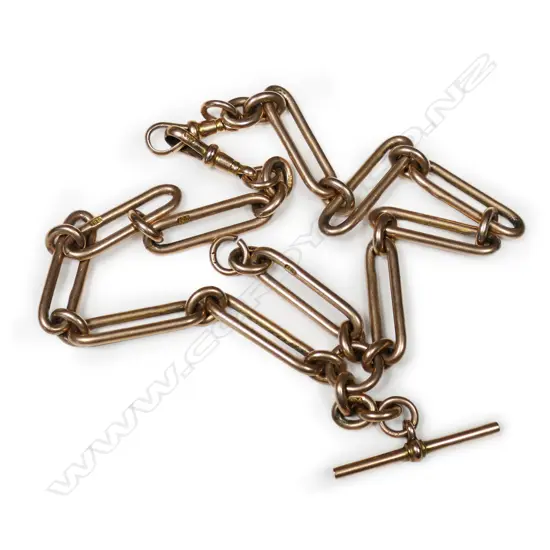 A c.1900 9ct gold heavy rail link Albert chain,