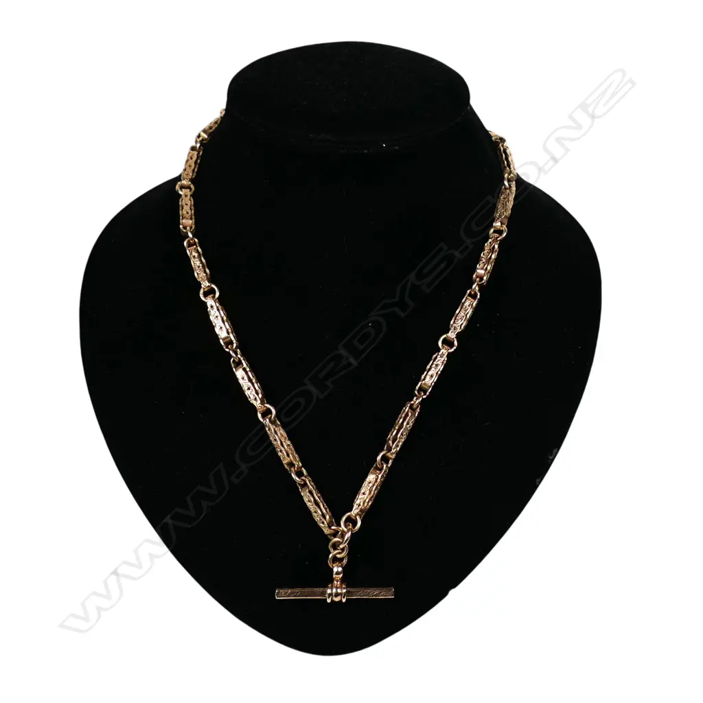 A 9ct rose gold fancy link Albert chain, Image 1++