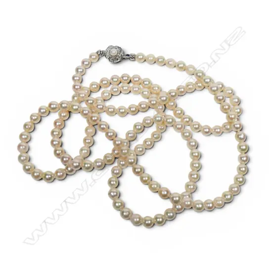 A rope-length cultured pearl necklace,