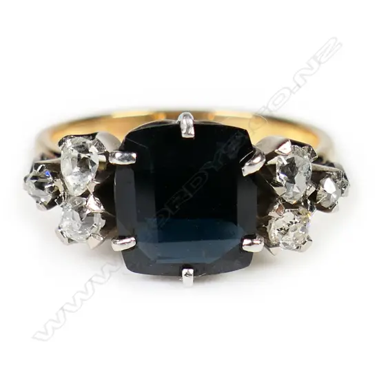 A vintage 18ct gold sapphire & diamond ring,