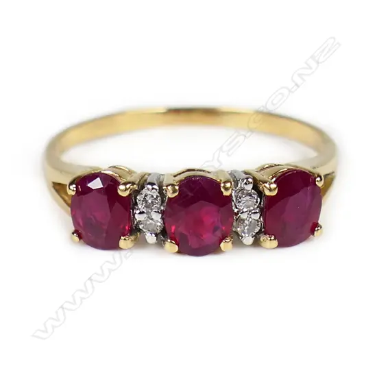 An 18ct yellow gold ruby and diamond ring,
