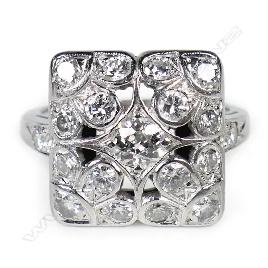 An Art Deco platinum and diamond dress ring,