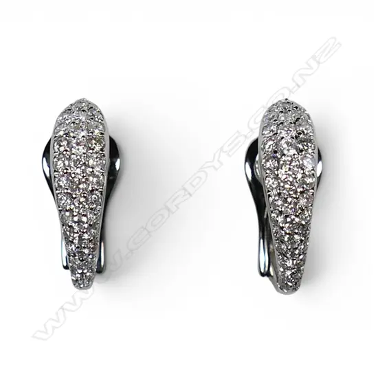 A pair of 18ct white gold and diamond earrings,
