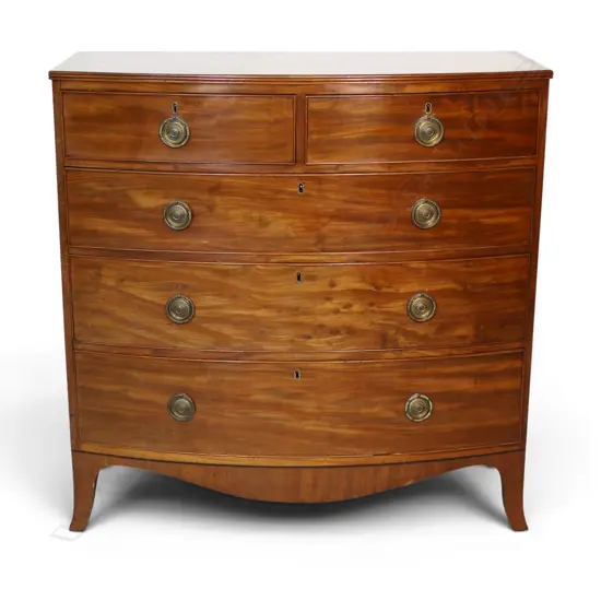 A Georgian mahogany bow front chest of drawers,