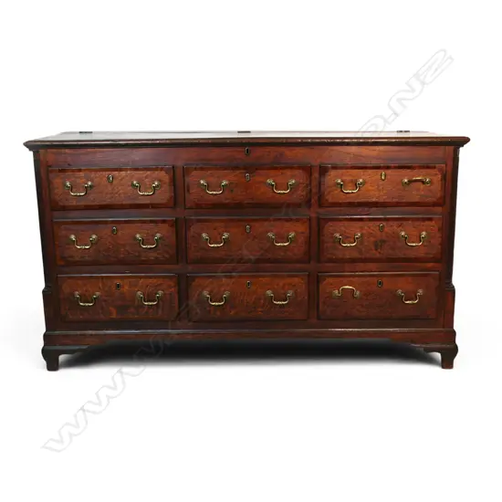 An 18thC oak mule chest,