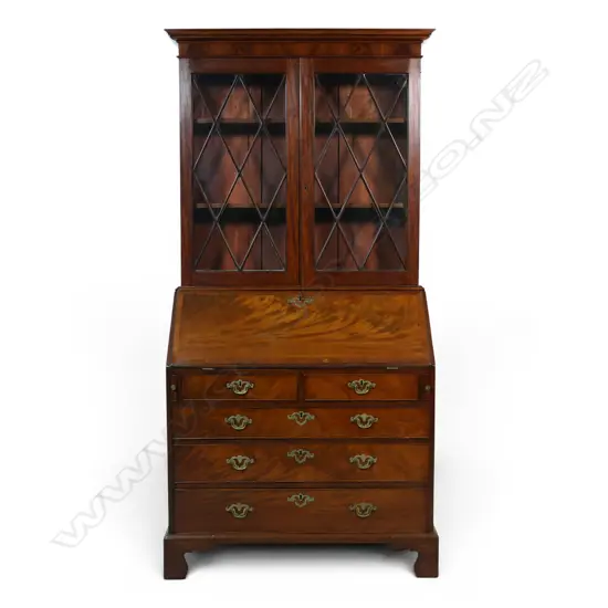 A Georgian mahogany bookcase bureau,