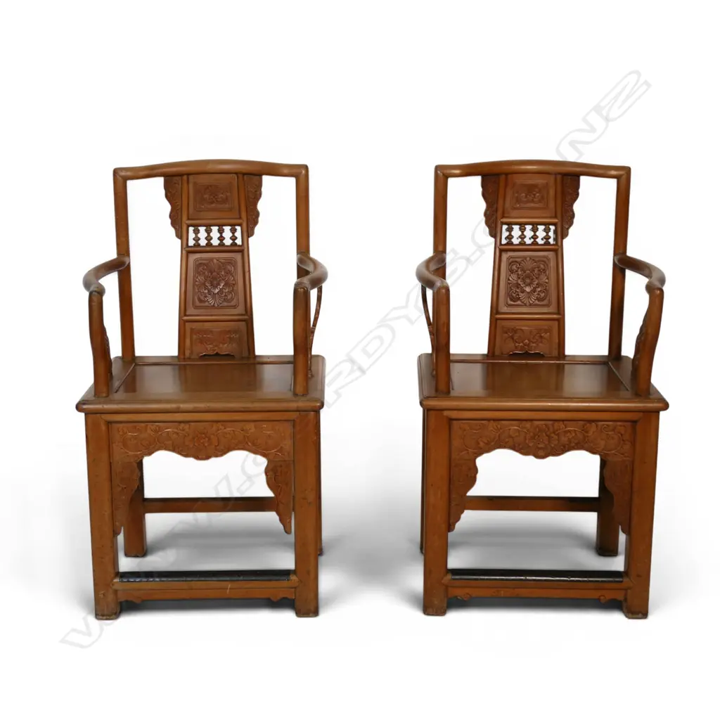 A pair of 19thC Mandarin official's chairs, Image 1++