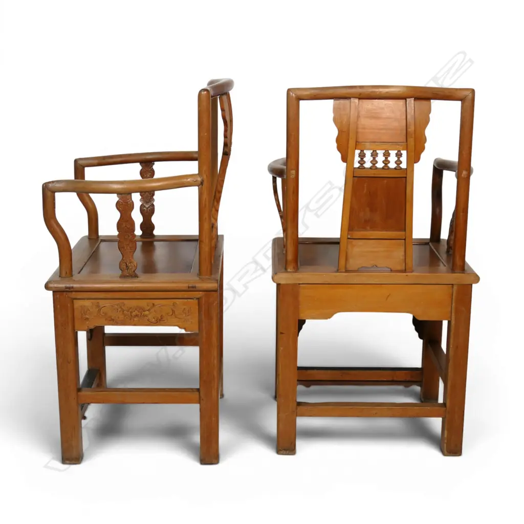 A pair of 19thC Mandarin official's chairs, Image 1++