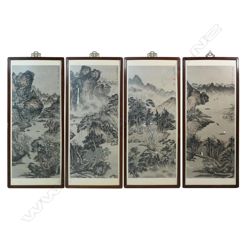 A set of four Chinese painted panels, Image 1++