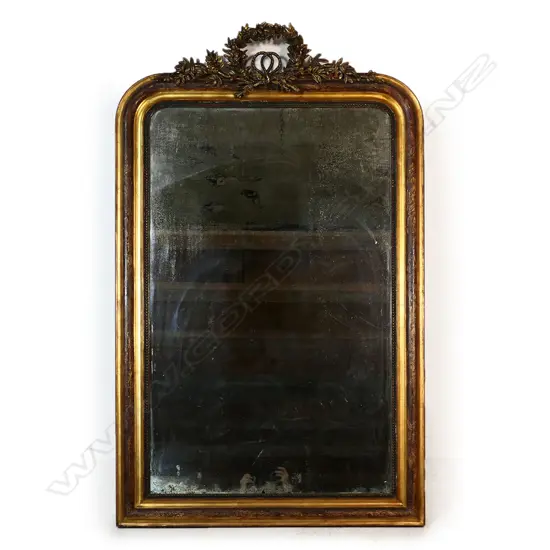 A large 19thC French style over mantel mirror,