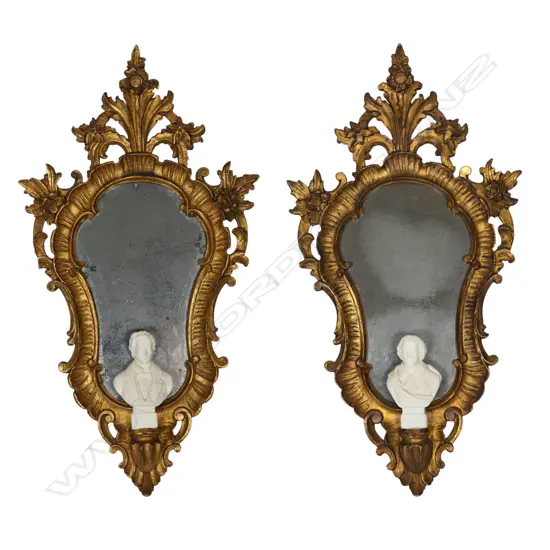 A pair of 19thC Italian gilt framed mirrors,