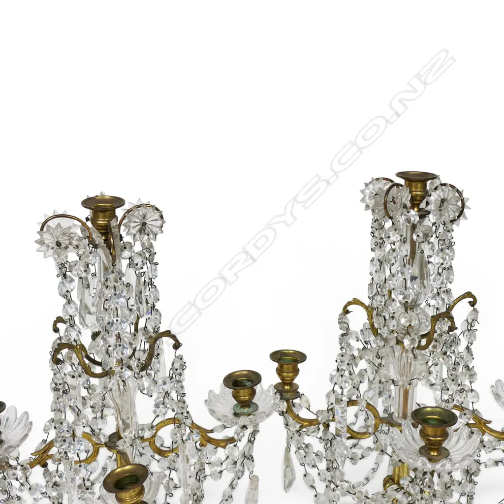 A pair of early 1900s crystal girandole candelabra, Image 1++