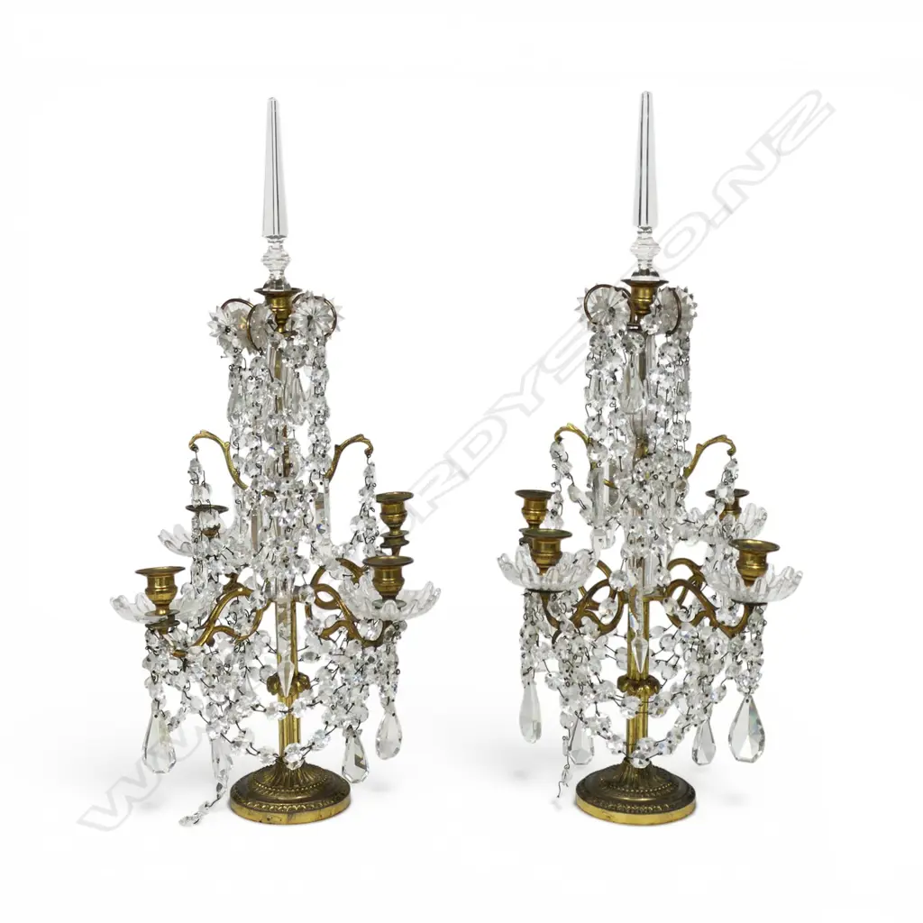 A pair of early 1900s crystal girandole candelabra, Image 1++