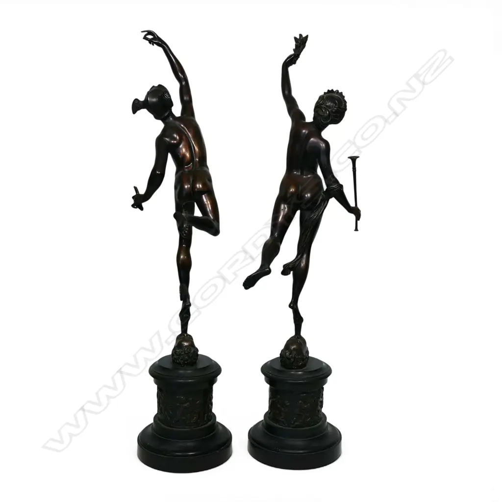 A pair of Victorian spelter figures of the Roman deities - Mercury and Fortuna, Image 1++