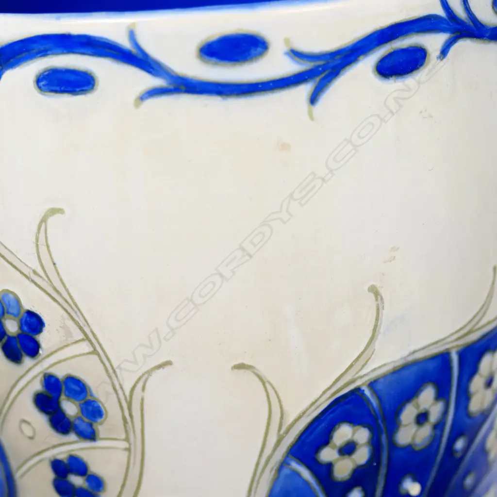 An uncommon c.1930 William Moorcroft Peacock Feathers salt glazed tall vase, Image 1++