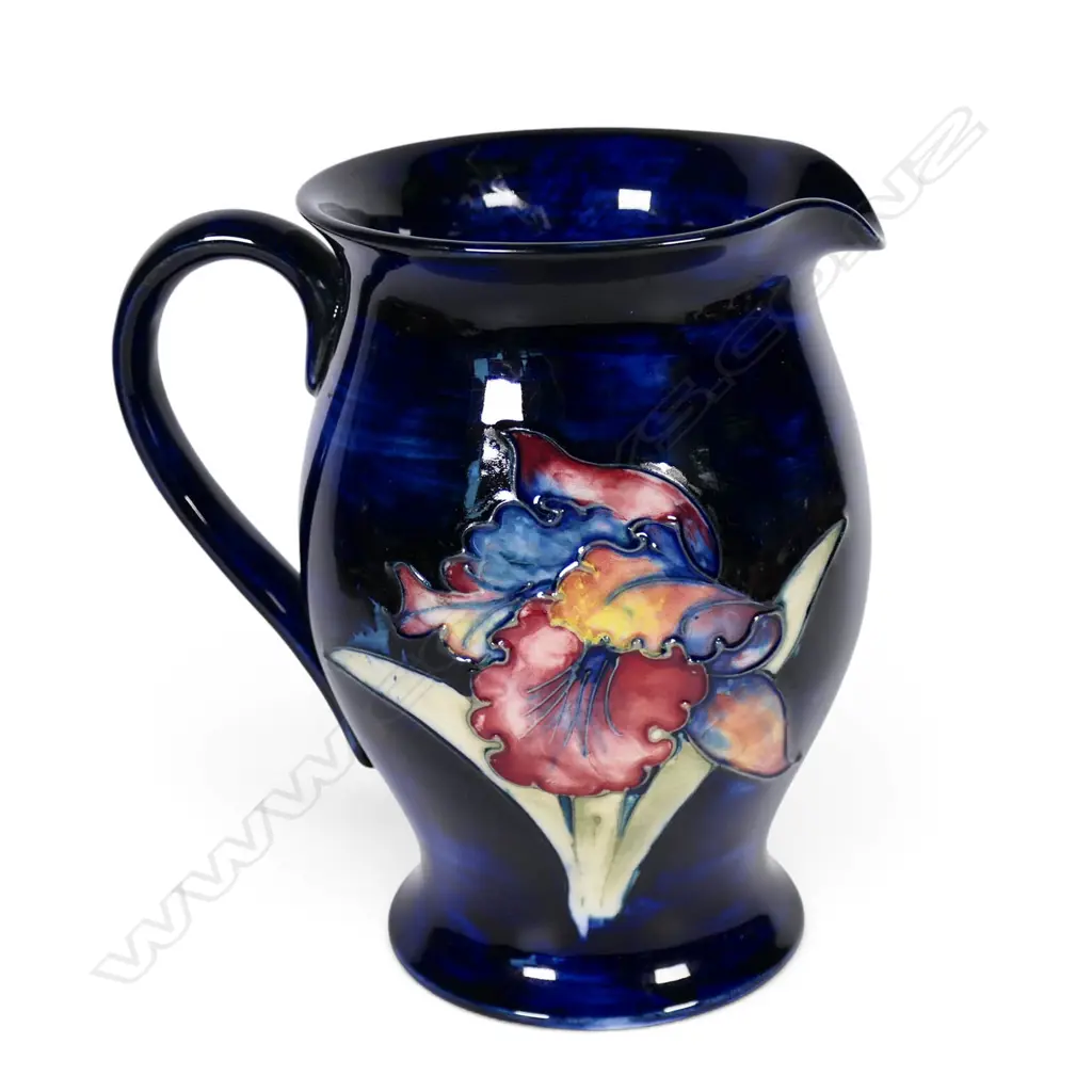 A c.1950 Walter Moorcroft Orchid pattern baluster jug, Image 1++
