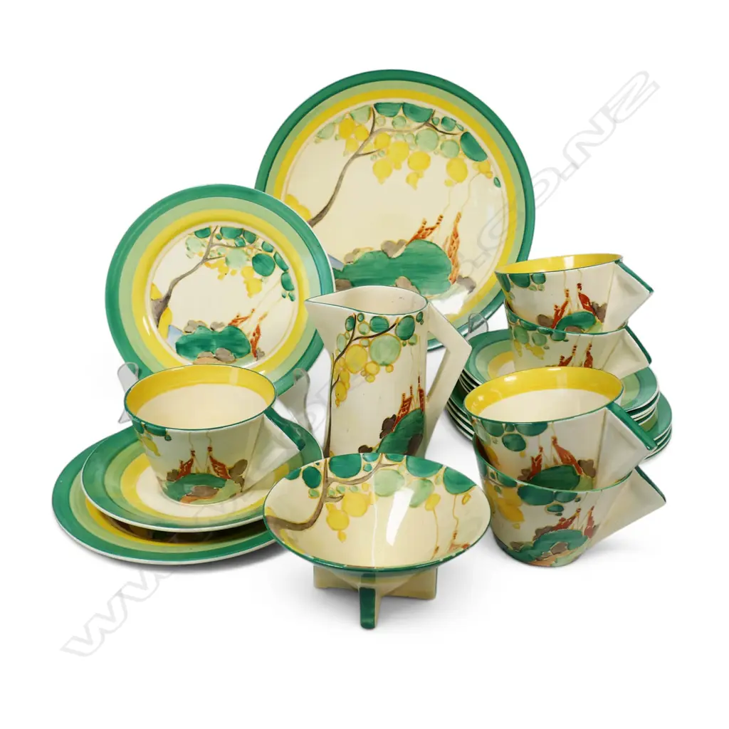 A Clarice Cliff Bizarre part tea set, Image 1++