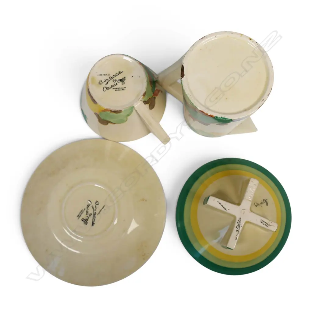 A Clarice Cliff Bizarre part tea set, Image 1++